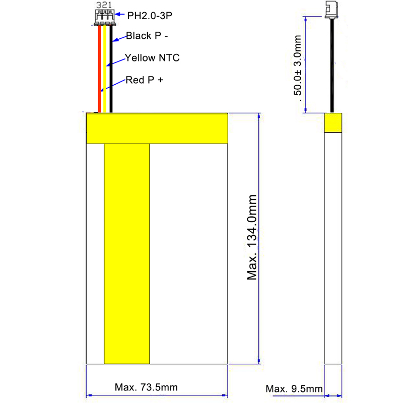 3.7V 10000mAh Li-Po battery